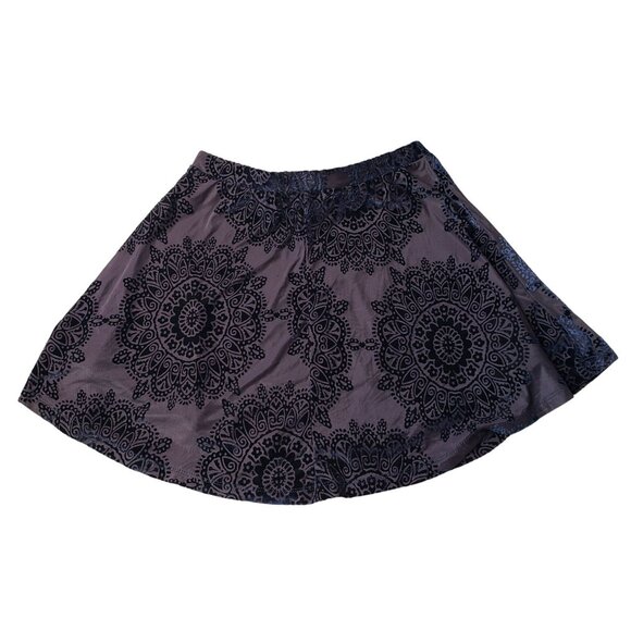 LA Hearts Purple Blue Velvet Burnout Mosaic Print Skater A Line Mini Skirt S - Picture 8 of 8